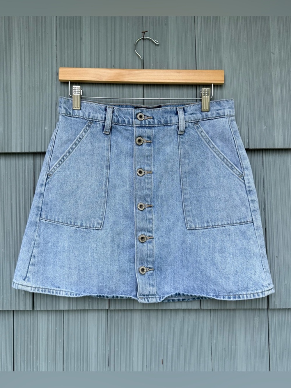 lucky brand denim utility skirt with pockets, women's size 8/29, button down - Picture 7 of 16
